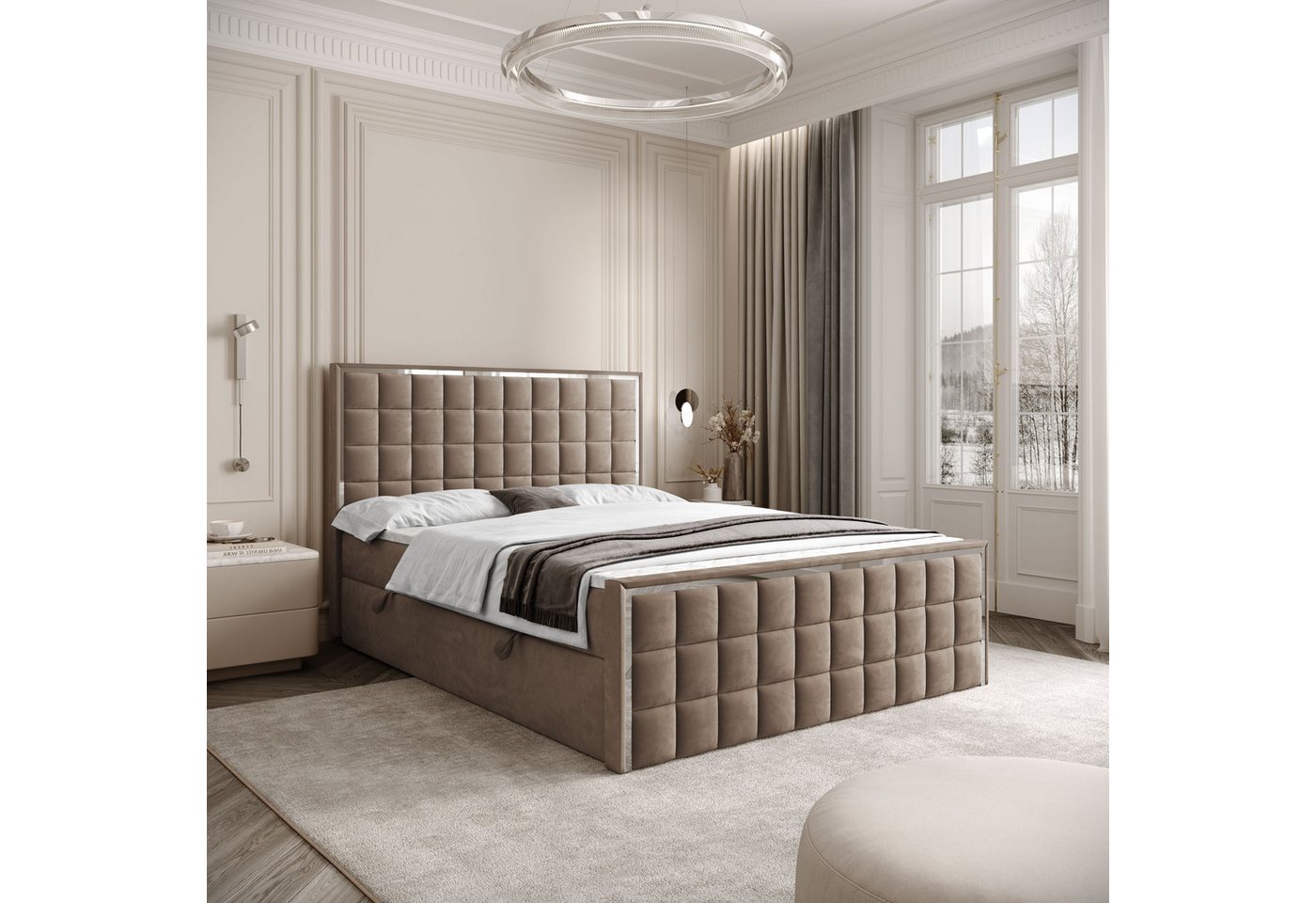 Lookway Boxspringbett ISADORA II SILVER mit zwei Bettkästen für Bettwäsche (Boxspringbett mit Topper), Breite: 140/160/180x200 von Lookway