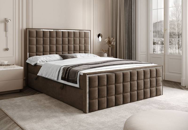 Lookway Boxspringbett ISADORA II SILVER mit zwei Bettkästen für Bettwäsche (Boxspringbett mit Topper), Breite: 140/160/180x200 von Lookway