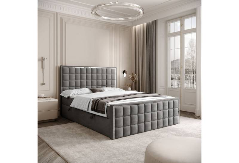 Lookway Boxspringbett ISADORA II SILVER mit zwei Bettkästen für Bettwäsche (Boxspringbett mit Topper), Breite: 140/160/180x200 von Lookway