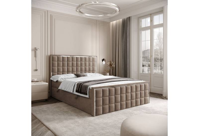 Lookway Boxspringbett ISADORA II SILVER mit zwei Bettkästen für Bettwäsche (Boxspringbett mit Topper), Breite: 140/160/180x200 von Lookway