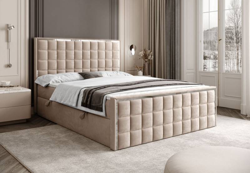 Lookway Boxspringbett ISADORA II SILVER mit zwei Bettkästen für Bettwäsche (Boxspringbett mit Topper), Breite: 140/160/180x200 von Lookway