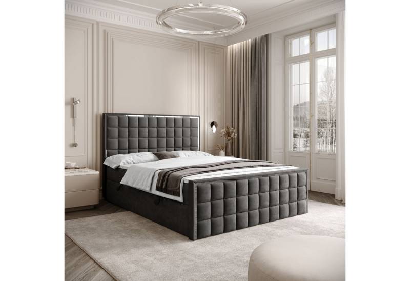 Lookway Boxspringbett ISADORA II SILVER mit zwei Bettkästen für Bettwäsche (Boxspringbett mit Topper), Breite: 140/160/180x200 von Lookway