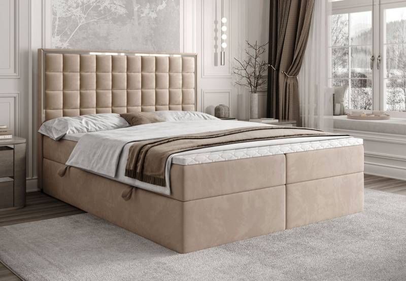 Lookway Boxspringbett ISADORA SILVER mit zwei Bettkästen für Bettwäsche (Boxspringbett mit Topper), Breite: 140/160/180x200 von Lookway