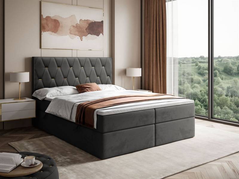 Lookway Boxspringbett IZOLDA mit Bettkasten und Topper (Boxspringbett mit Topper), mit Bettkasten und Topper von Lookway