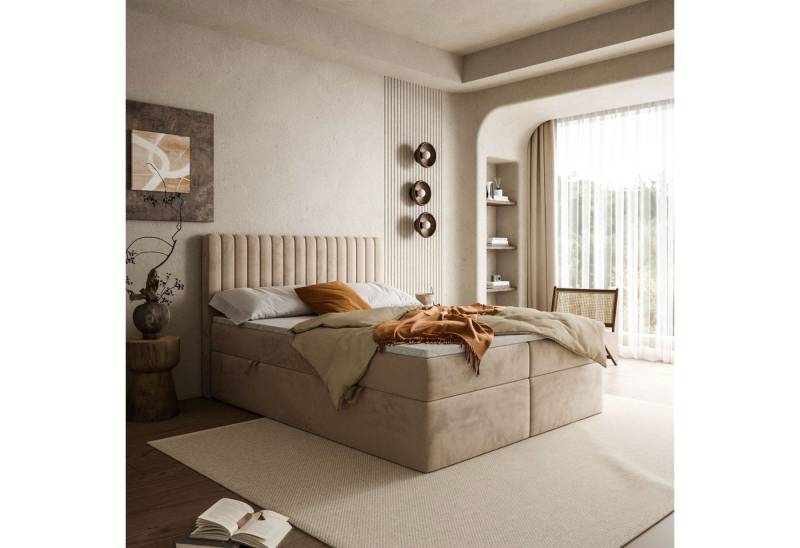 Lookway Boxspringbett JANELLE mit Bonell-Matratze und Topper– komfortabel und elegant, Mehrere Schichten für zusätzlichen Komfort und Unterstützung von Lookway