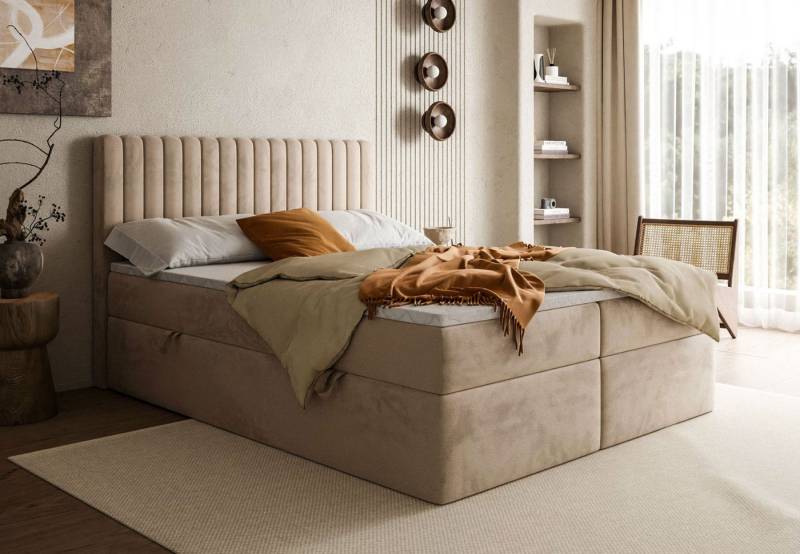 Lookway Boxspringbett JANELLE mit Bonell-Matratze und Topper– komfortabel und elegant, Mehrere Schichten für zusätzlichen Komfort und Unterstützung von Lookway