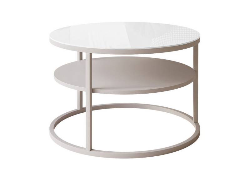 Lookway Couchtisch CIRI SLIM GLASS Kaschmir mit Ablage (1 Tisch), Durchmesser: ⌀ 60 cm von Lookway