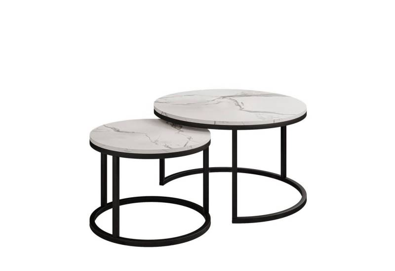 Lookway Couchtisch 2in1 Corrie Runder Kaffetisch (2er Set), Tischplatte aus hochwertiger laminierter Platte von Lookway