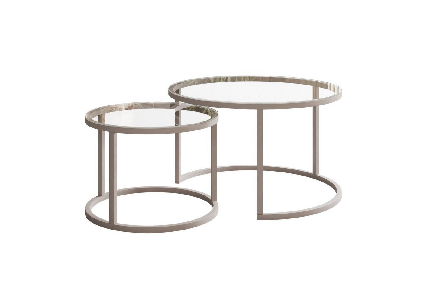 Lookway Couchtisch CIRI 2in1 GLASS KASCHMIR (2er-Set), Durchmesser: ⌀70 cm und ⌀50 cm von Lookway