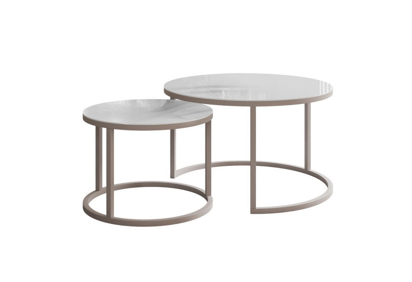 Lookway Couchtisch CIRI 2in1 GLASS KASCHMIR (2er-Set), Durchmesser: ⌀70 cm und ⌀50 cm von Lookway