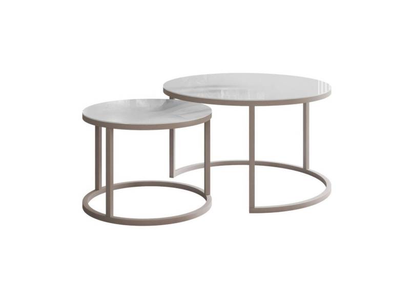 Lookway Couchtisch CIRI 2in1 GLASS KASCHMIR (2er-Set), Durchmesser: ⌀70 cm und ⌀50 cm von Lookway