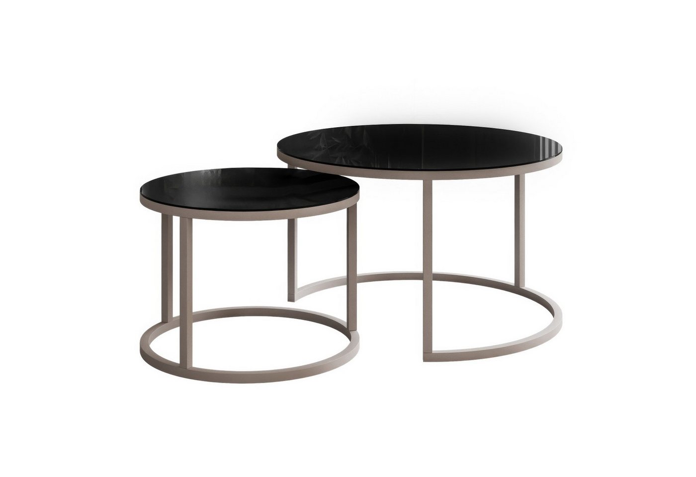 Lookway Couchtisch CIRI 2in1 GLASS KASCHMIR (2er-Set), Durchmesser: ⌀70 cm und ⌀50 cm von Lookway