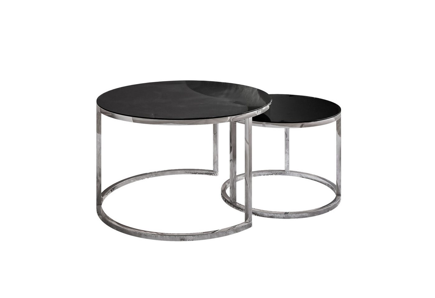 Lookway Couchtisch CIRI 2in1 GLASS mit Chromgestell (2er Set), Durchmesser: ⌀70 cm und ⌀50 cm von Lookway