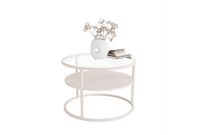 Lookway Couchtisch CIRI GLASS Kaschmir mit Ablage (1 Tisch), Durchmesser: ⌀ 70 cm von Lookway