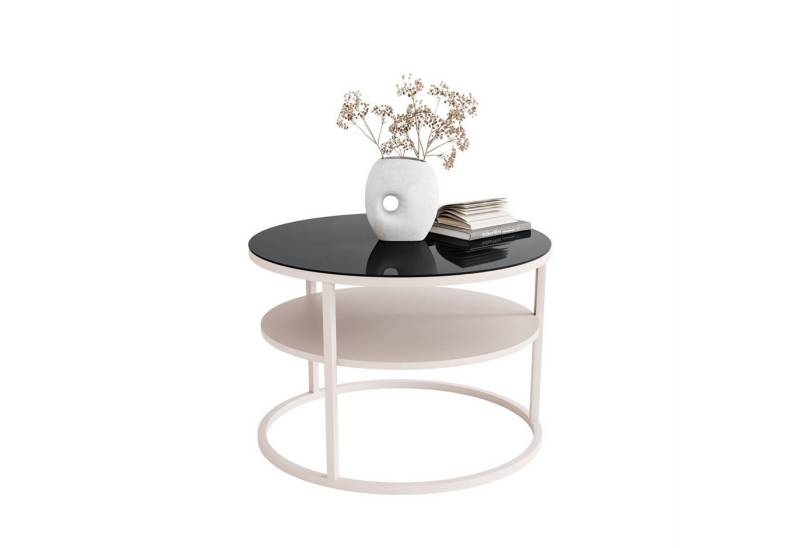 Lookway Couchtisch CIRI GLASS Kaschmir mit Ablage (1 Tisch), Durchmesser: ⌀ 70 cm von Lookway