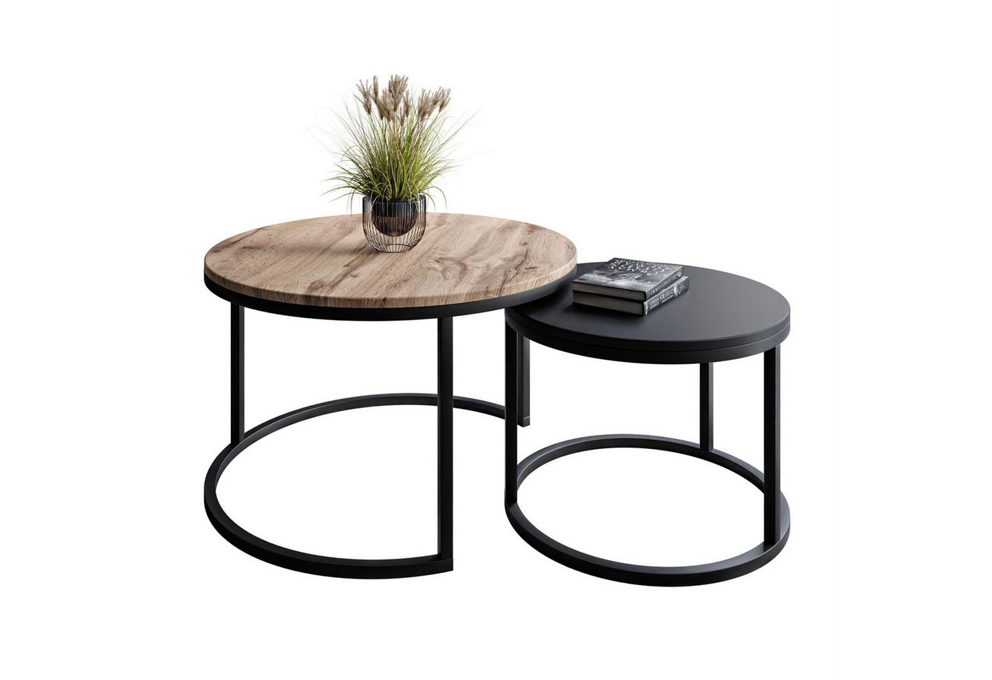 Lookway Couchtisch CIRI MIX 2in1 Runder Tisch (2er Set), Durchmesser: ⌀70 cm und ⌀50 cm von Lookway