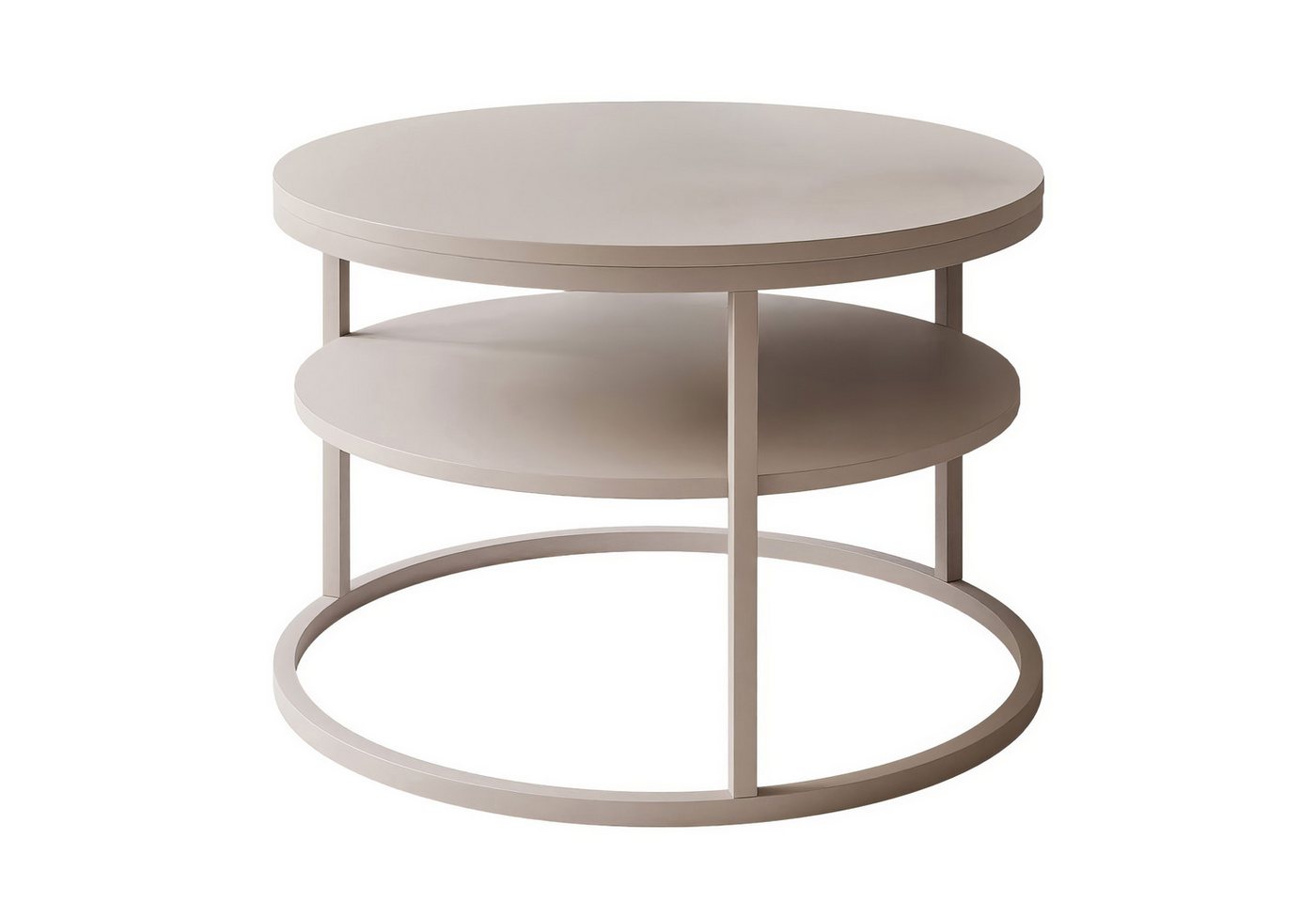 Lookway Couchtisch CIRI SLIM MATT Kaschmir mit Ablage (1 Tisch), Durchmesser: ⌀60 cm von Lookway