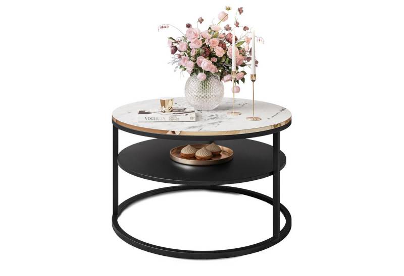 Lookway Couchtisch COREIL MARMOR Runder Couchtisch mit Ablage (1 Tisch), Durchmesser: ⌀70 cm von Lookway