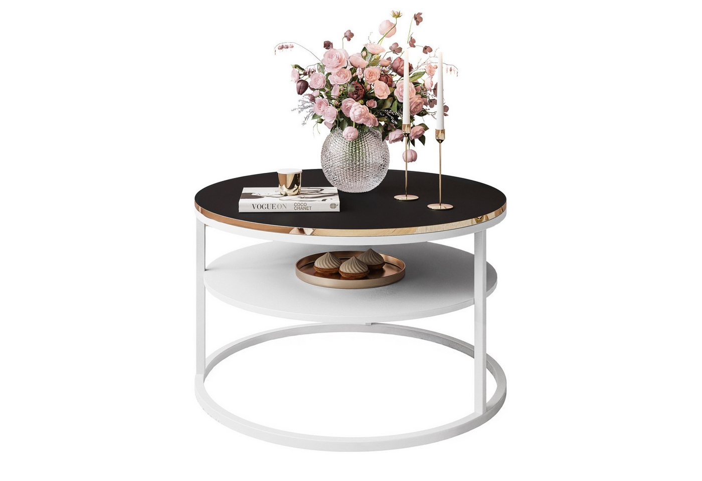 Lookway Couchtisch COREIL MATT Runder Couchtisch mit Ablage (1 Tisch), Durchmesser: ⌀70 cm von Lookway