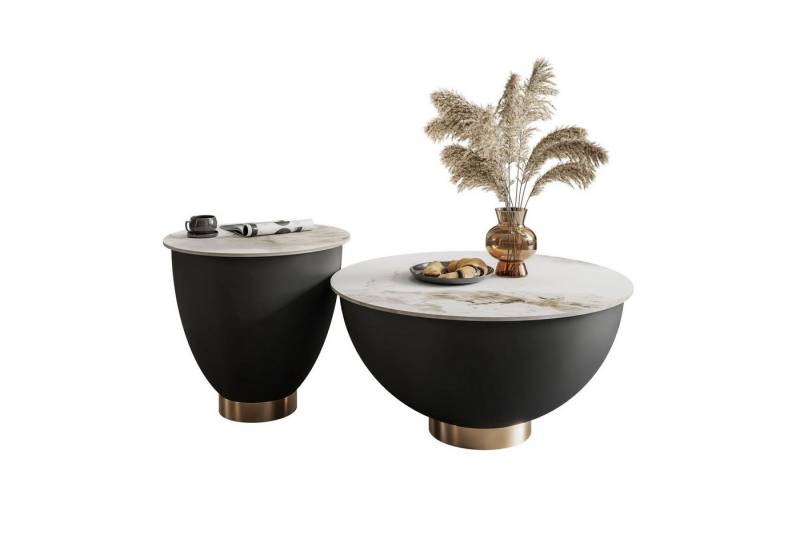 Lookway Couchtisch ESTELLE 2in1 Set Modern Wohnzimmertisch (2er Set), Durchmesser: ⌀73 cm und ⌀48cm von Lookway