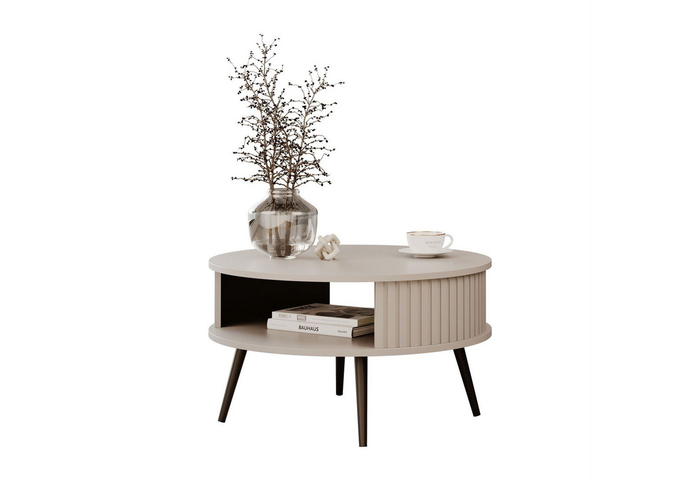 Lookway Couchtisch IVY Runder Sofatisch mit Ablage (1 Tisch), Durchmesser: ⌀ 76 cm von Lookway