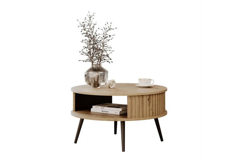 Lookway Couchtisch IVY Runder Sofatisch mit Ablage (1 Tisch), Durchmesser: ⌀ 76 cm von Lookway