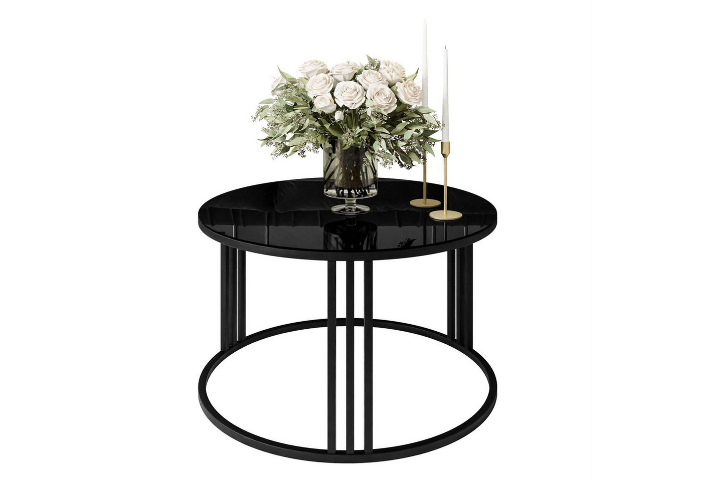 Lookway Couchtisch LORI GLASS, Runder Couchtisch mit Glasplatte (1x Couchtisch), Durchmesser: ⌀70 cm von Lookway