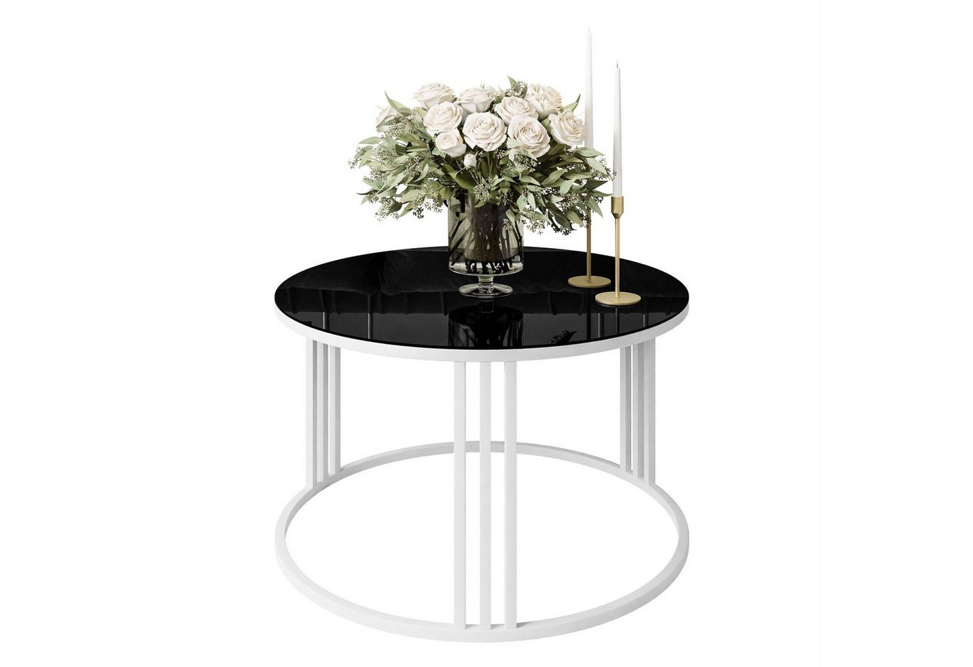 Lookway Couchtisch LORI GLASS, Runder Couchtisch mit Glasplatte (1x Couchtisch), Durchmesser: ⌀70 cm von Lookway