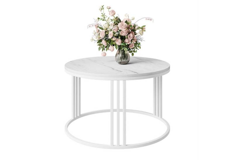 Lookway Couchtisch LORI LEVANTO mit weißem und schwarzem Gestell (1x Couchtisch), Durchmesser: ⌀70 cm von Lookway