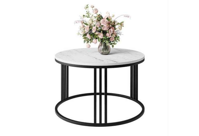 Lookway Couchtisch LORI LEVANTO mit weißem und schwarzem Gestell (1x Couchtisch), Durchmesser: ⌀70 cm von Lookway