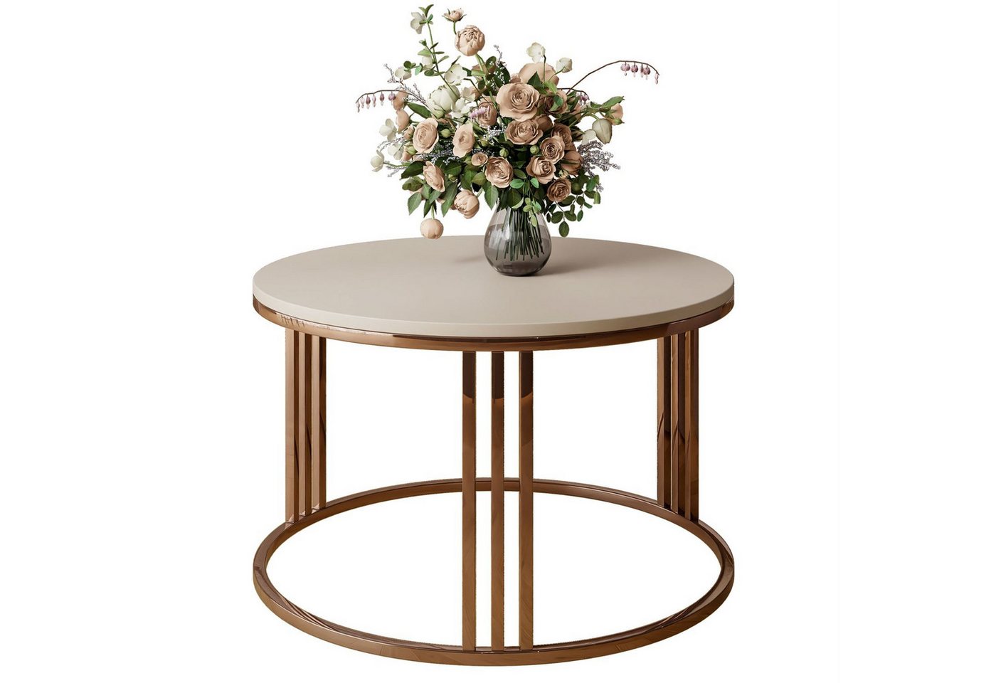 Lookway Couchtisch LORI MAT Runder Couchtisch mit Kupfergestell (1x Tisch), Durchmesser: ⌀70 cm von Lookway