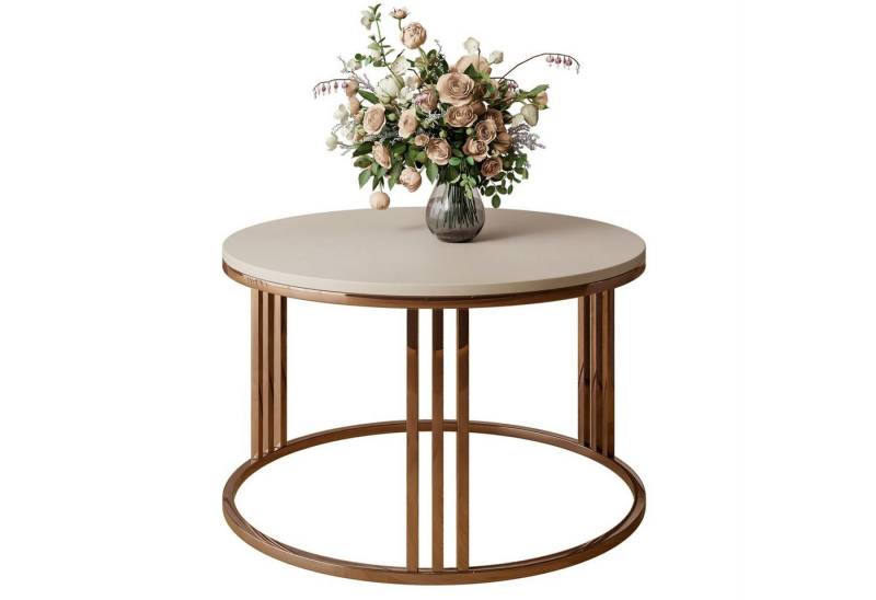 Lookway Couchtisch LORI MAT Runder Couchtisch mit Kupfergestell (1x Tisch), Durchmesser: ⌀70 cm von Lookway