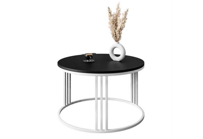 Lookway Couchtisch LORI mit Schwarzer Mattplatte (1x Couchtisch), Durchmesser: ⌀70 cm von Lookway
