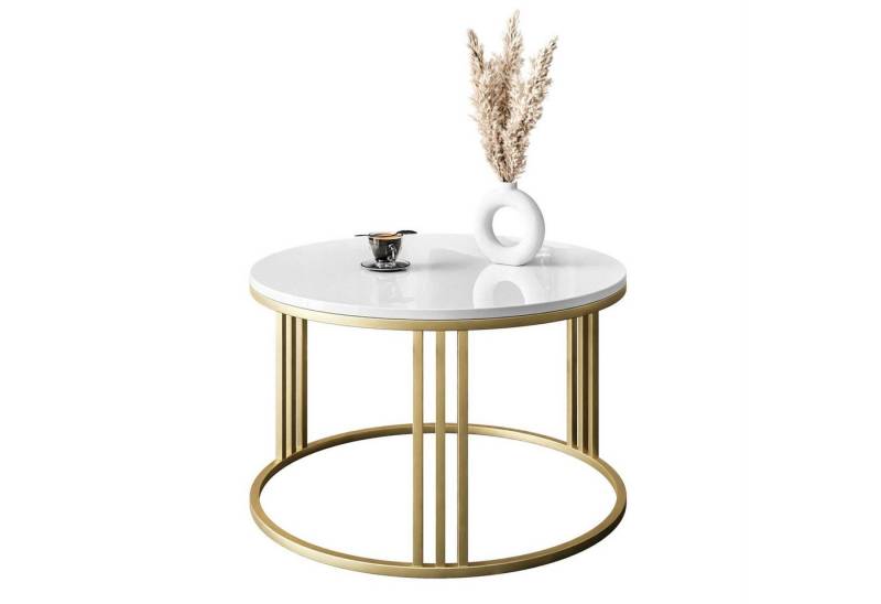 Lookway Couchtisch LORI mit goldmattem Gestell (1xCouchtisch), Durchmesser: ⌀70 cm von Lookway