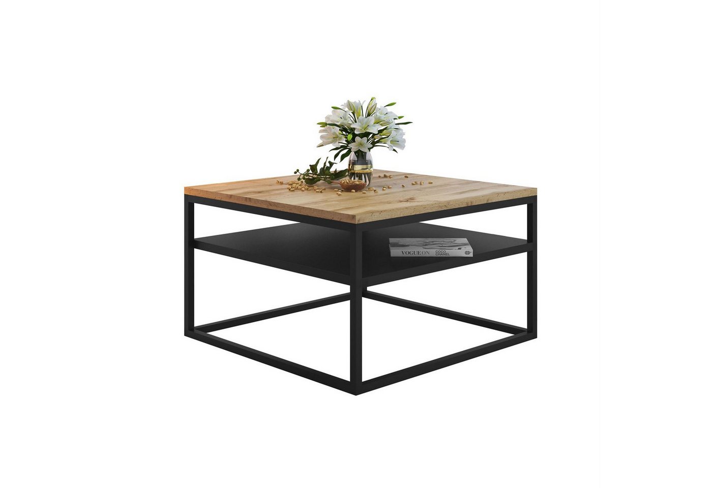 Lookway Couchtisch NOVA LOFT mit Ablage auf schwarzem Gestell (1x Tisch), Breite: 68,5 von Lookway