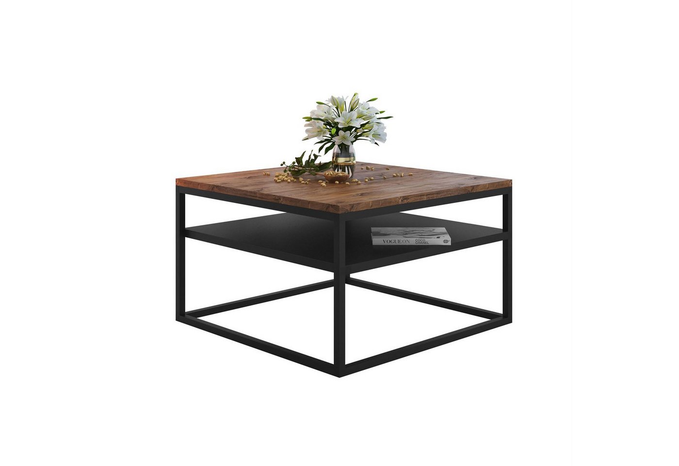Lookway Couchtisch NOVA LOFT mit Ablage auf schwarzem Gestell (1x Tisch), Breite: 68,5 von Lookway