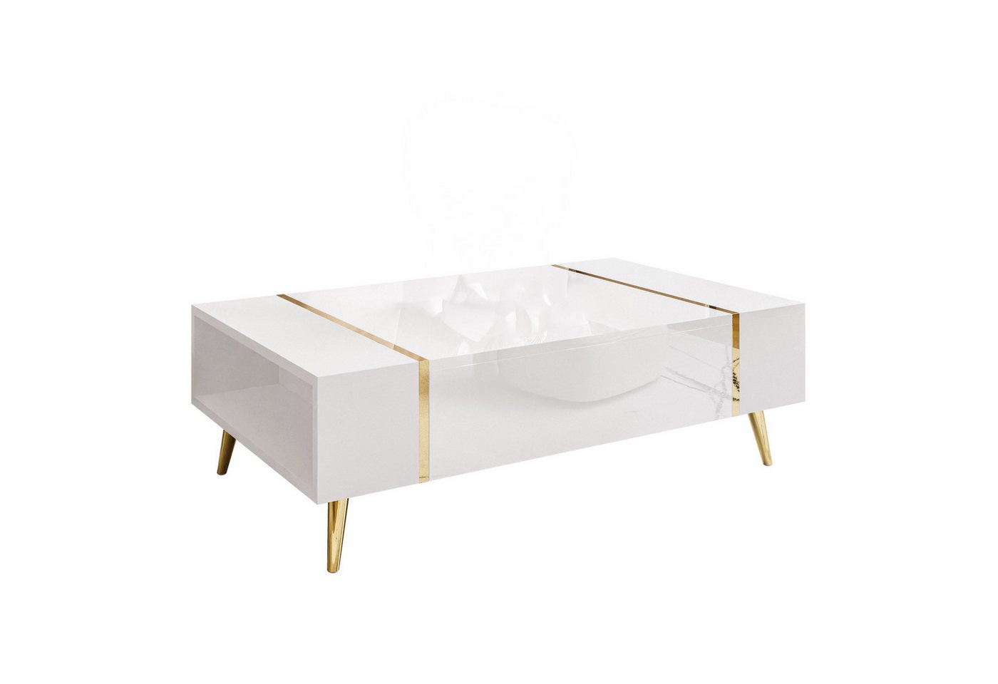 Lookway Couchtisch ONYX auf goldenen Beinen Hochglanz von Lookway