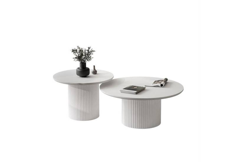 Lookway Couchtisch OVI-Tischset mit geriffelter Basis (2er Set), Durchmesser: ⌀80 cm und ⌀60 cm von Lookway