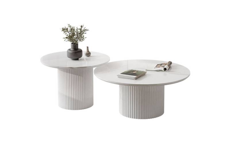 Lookway Couchtisch OVI-Tischset mit geriffelter Basis (2er Set), Durchmesser: ⌀80 cm und ⌀60 cm von Lookway