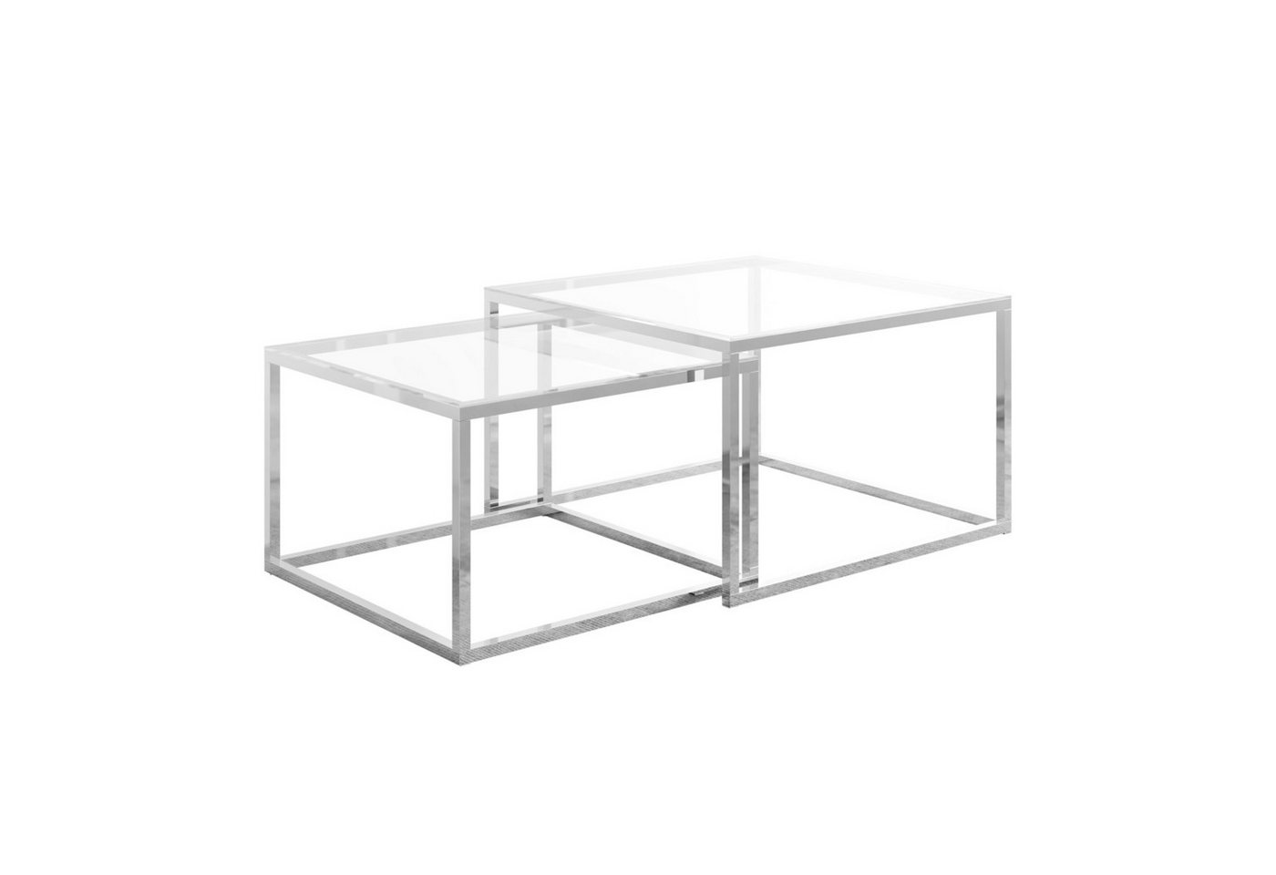 Lookway Couchtisch YOSHI 2in1 Glastischplatte und Chromgestell (2er-Set), Breite: 70 cm und 60 cm von Lookway