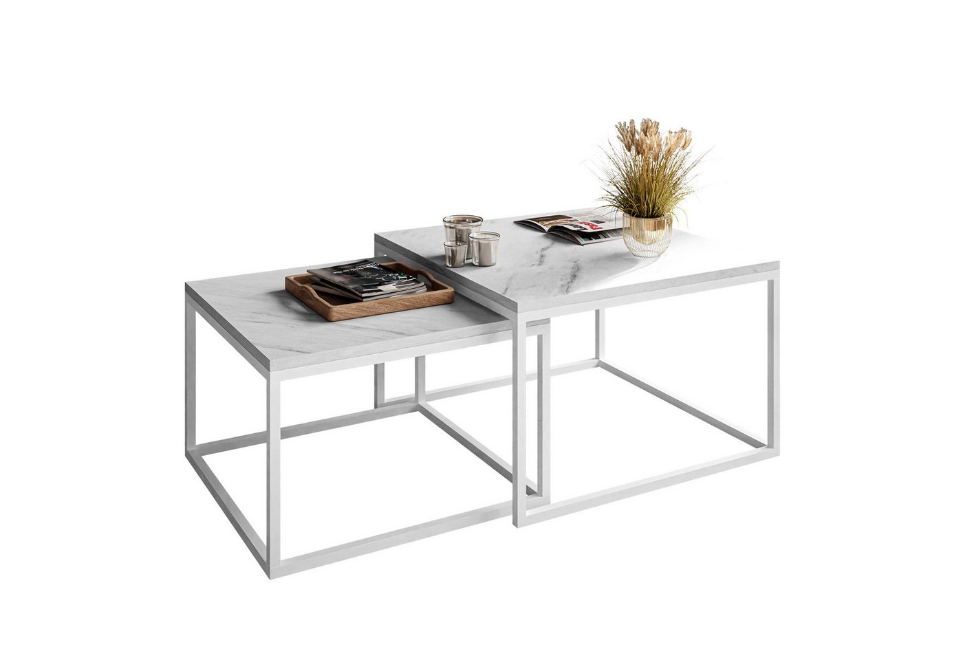 Lookway Couchtisch YOSHI 2in1 Levanto Marmor (2er-Set), Breite: 70 cm und 60 cm von Lookway