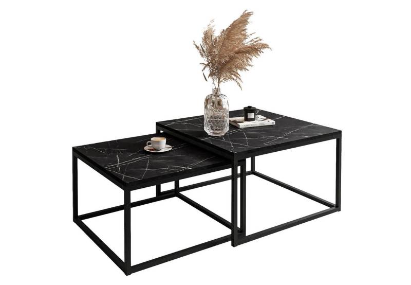 Lookway Couchtisch YOSHI 2in1 Schwarz Grigia Pietra (2er-Set), Breite: 70 cm und 60 cm von Lookway