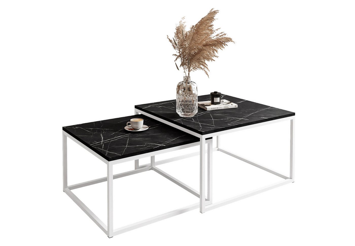 Lookway Couchtisch YOSHI 2in1 Schwarz Grigia Pietra (2er-Set), Breite: 70 cm und 60 cm von Lookway