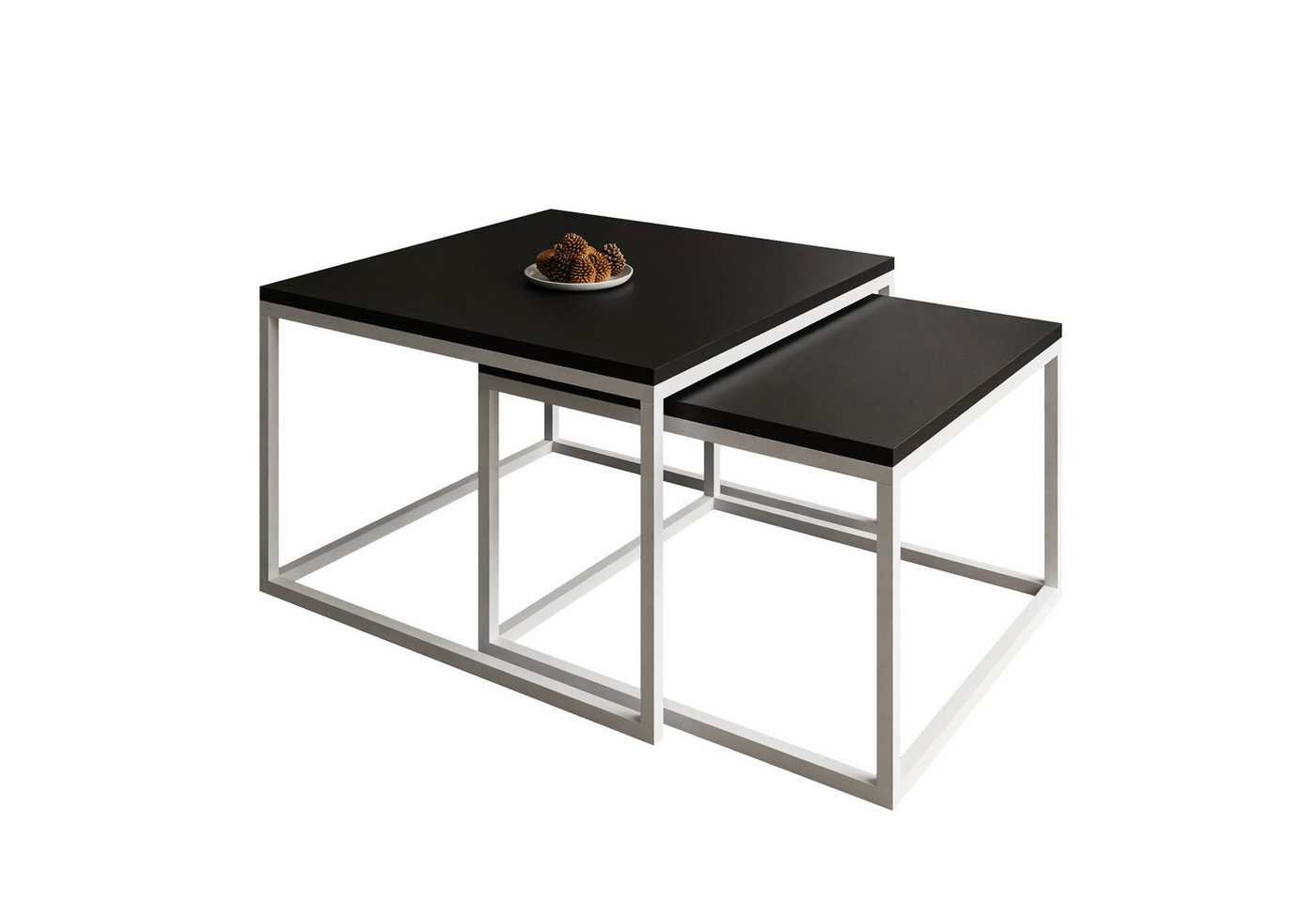 Lookway Couchtisch YOSHI 2in1 mit Tischplatte in Schwarz Matt (2er-Set), Breite: 70 cm und 60 cm von Lookway