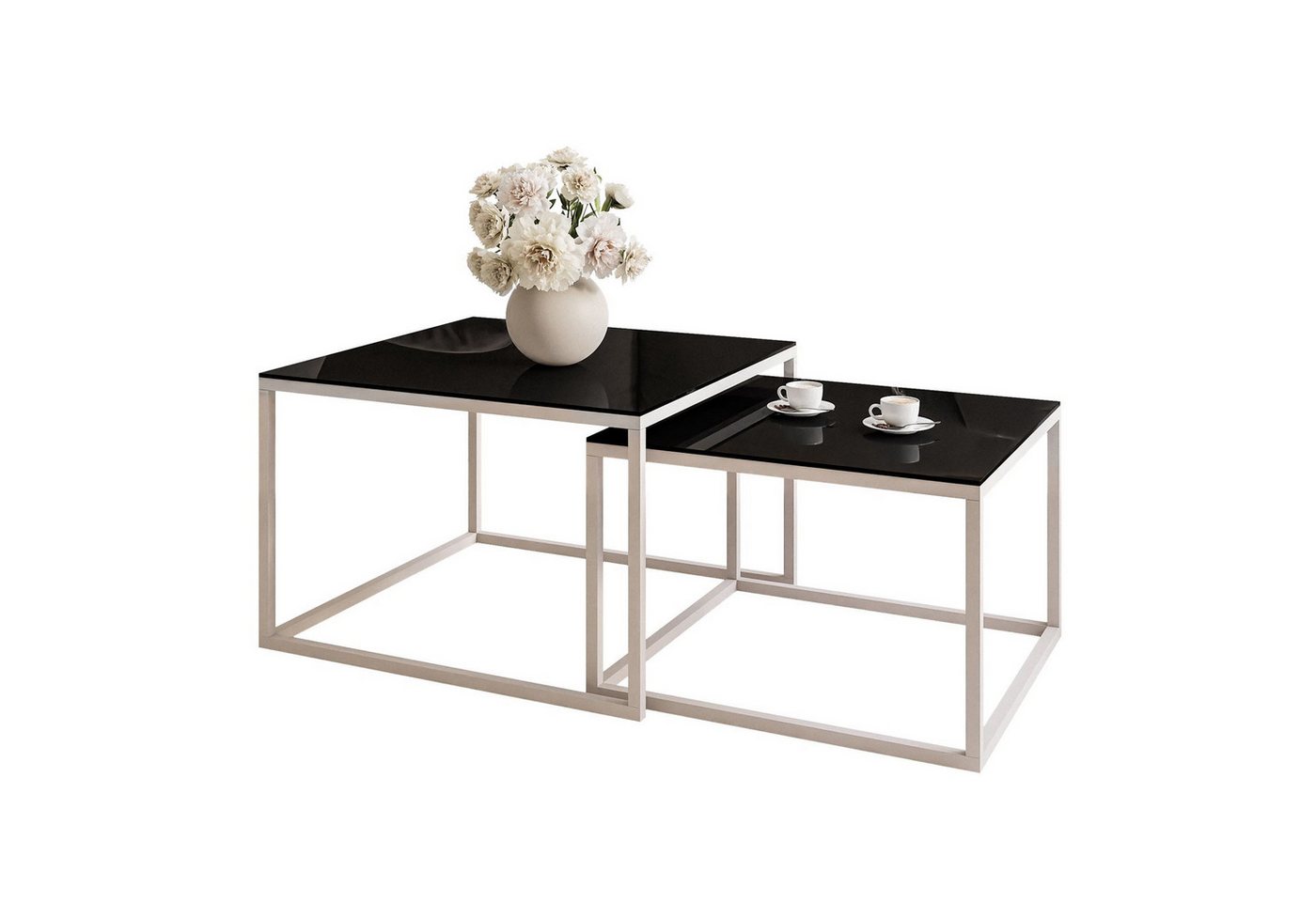 Lookway Couchtisch YOSHI GLASS KASCHMIR Stilvoll & Platzsparend Tisch (2er-Set), Breite: 70 cm und 60 cm von Lookway