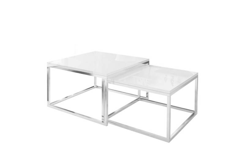 Lookway Couchtisch Yoshi 2in1 Hochglanz mit Chromuntergestell (2er-Set), Breite: 70 cm und 60 cm von Lookway