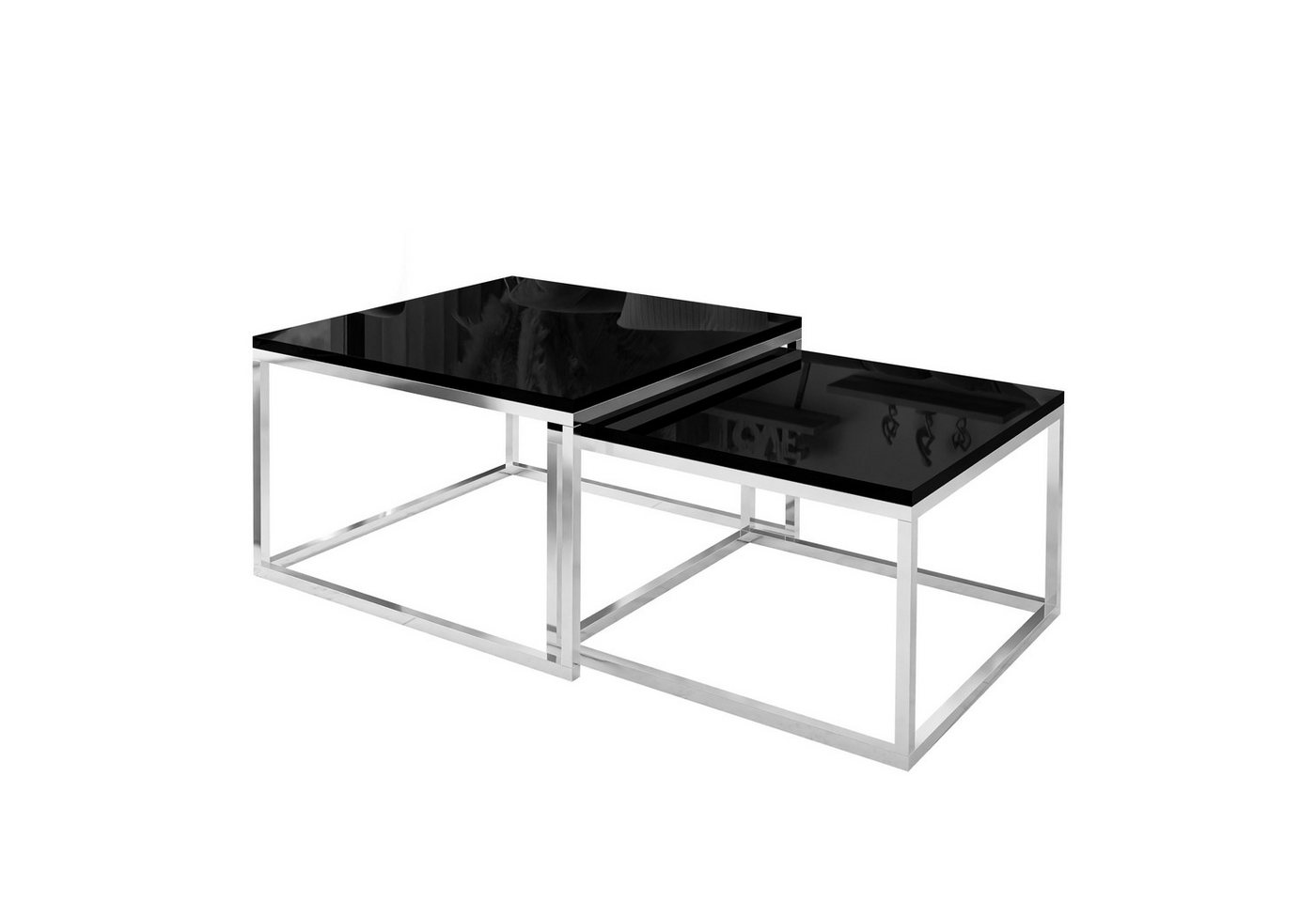 Lookway Couchtisch Yoshi 2in1 Hochglanz mit Chromuntergestell (2er-Set), Breite: 70 cm und 60 cm von Lookway