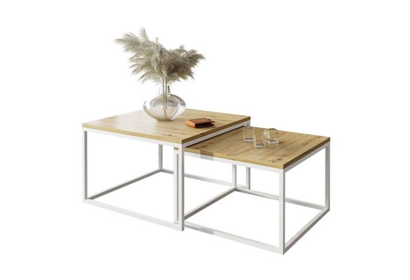 Lookway Couchtisch Yoshi 2in1 mit Tischplatte in natürlicher Holzfarbe (2er-Set), Breite: 70 cm und 60 cm von Lookway