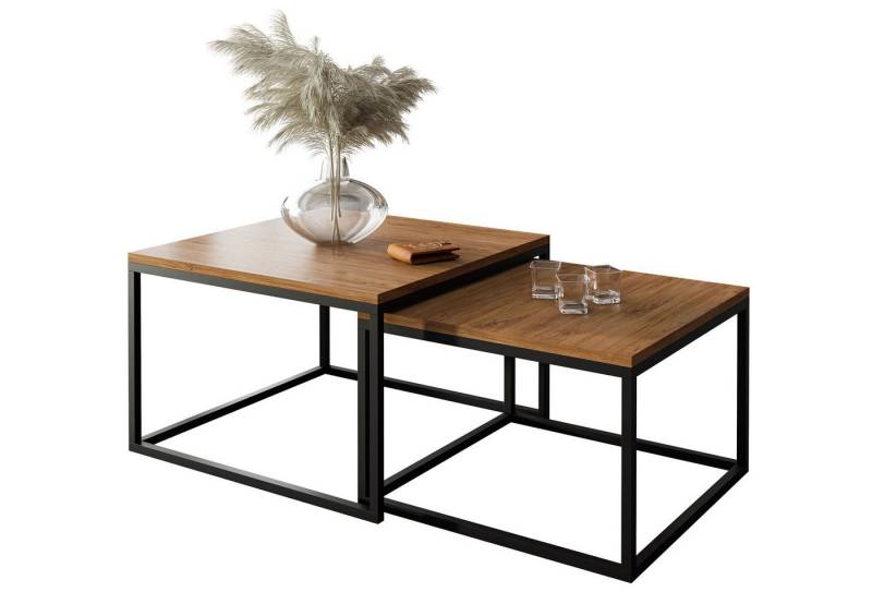 Lookway Couchtisch Yoshi 2in1 mit Tischplatte in natürlicher Holzfarbe (2er-Set), Breite: 70 cm und 60 cm von Lookway