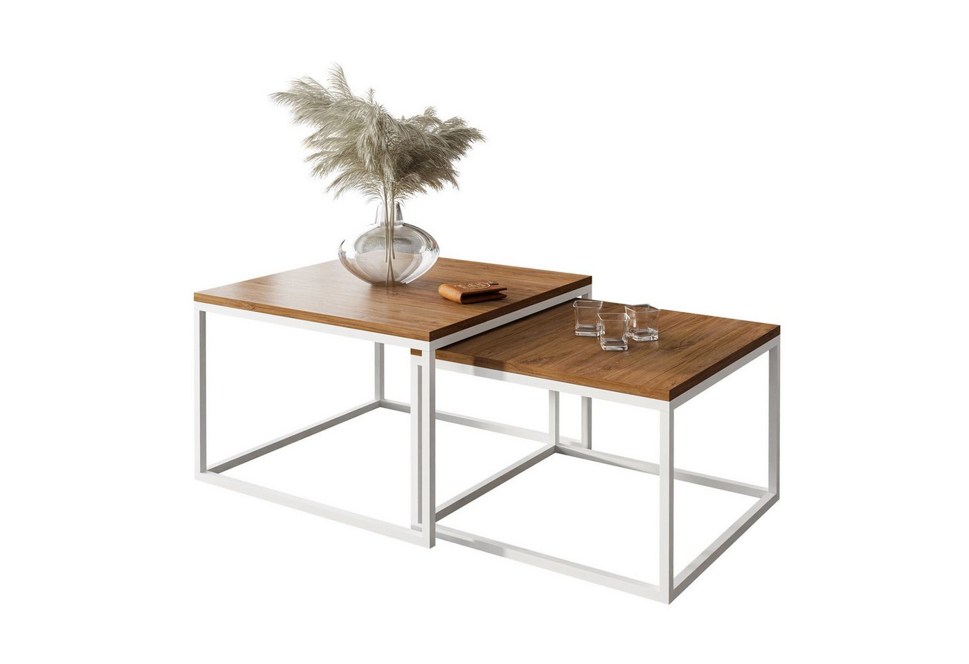 Lookway Couchtisch Yoshi 2in1 mit Tischplatte in natürlicher Holzfarbe (2er-Set), Breite: 70 cm und 60 cm von Lookway